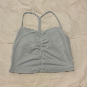 all in motion light blue ruched cropped tank top - removable pads - Size M